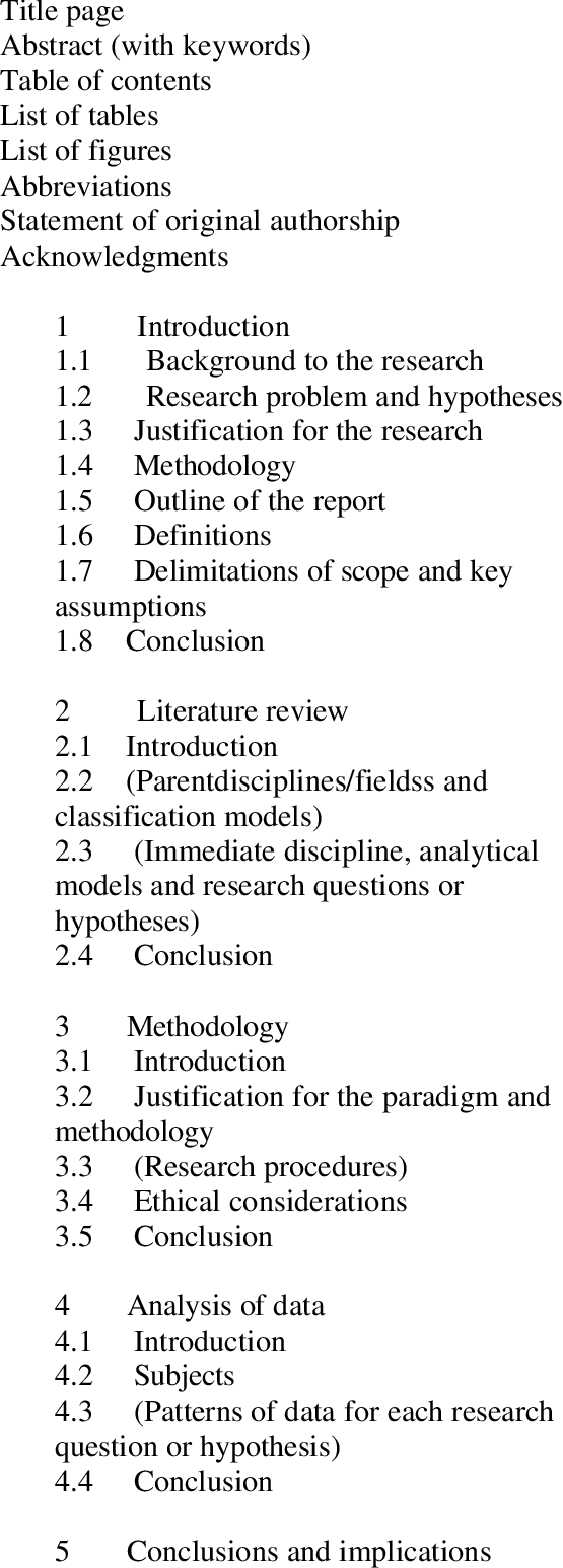 five chapters of a thesis